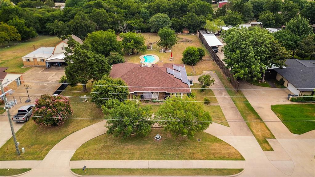 an aerial view of a house