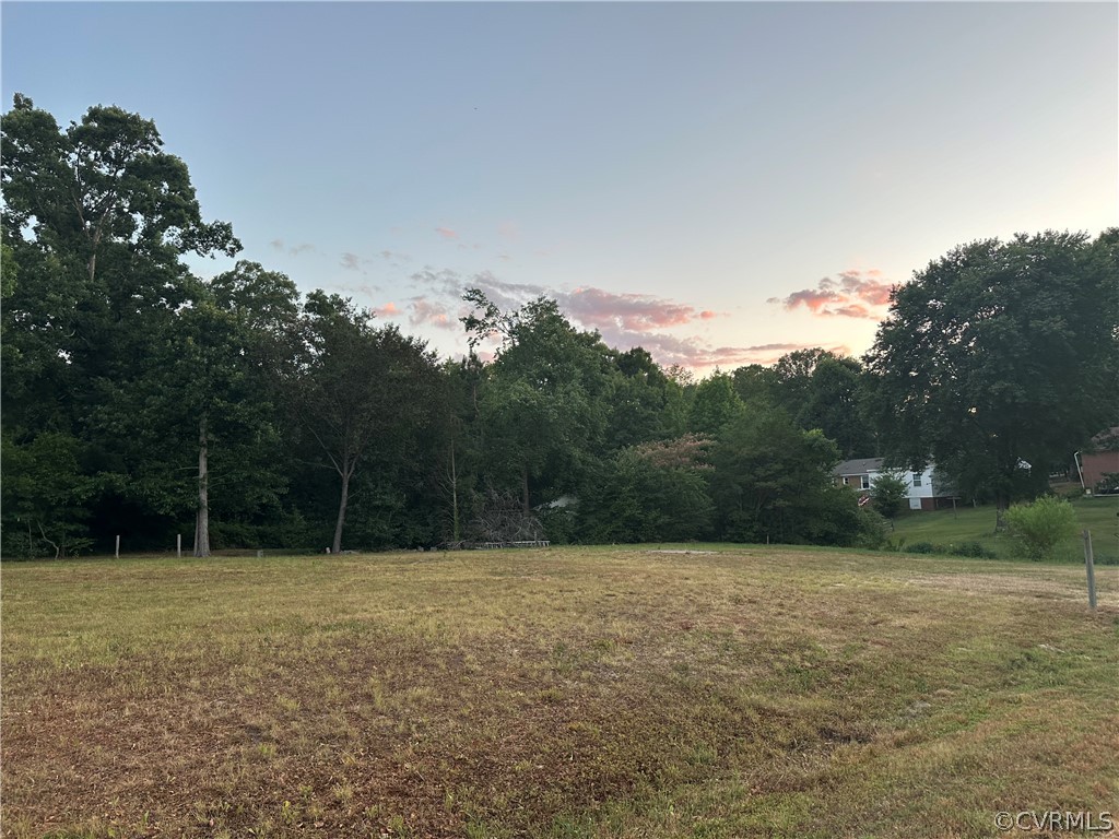 View of yard at dusk