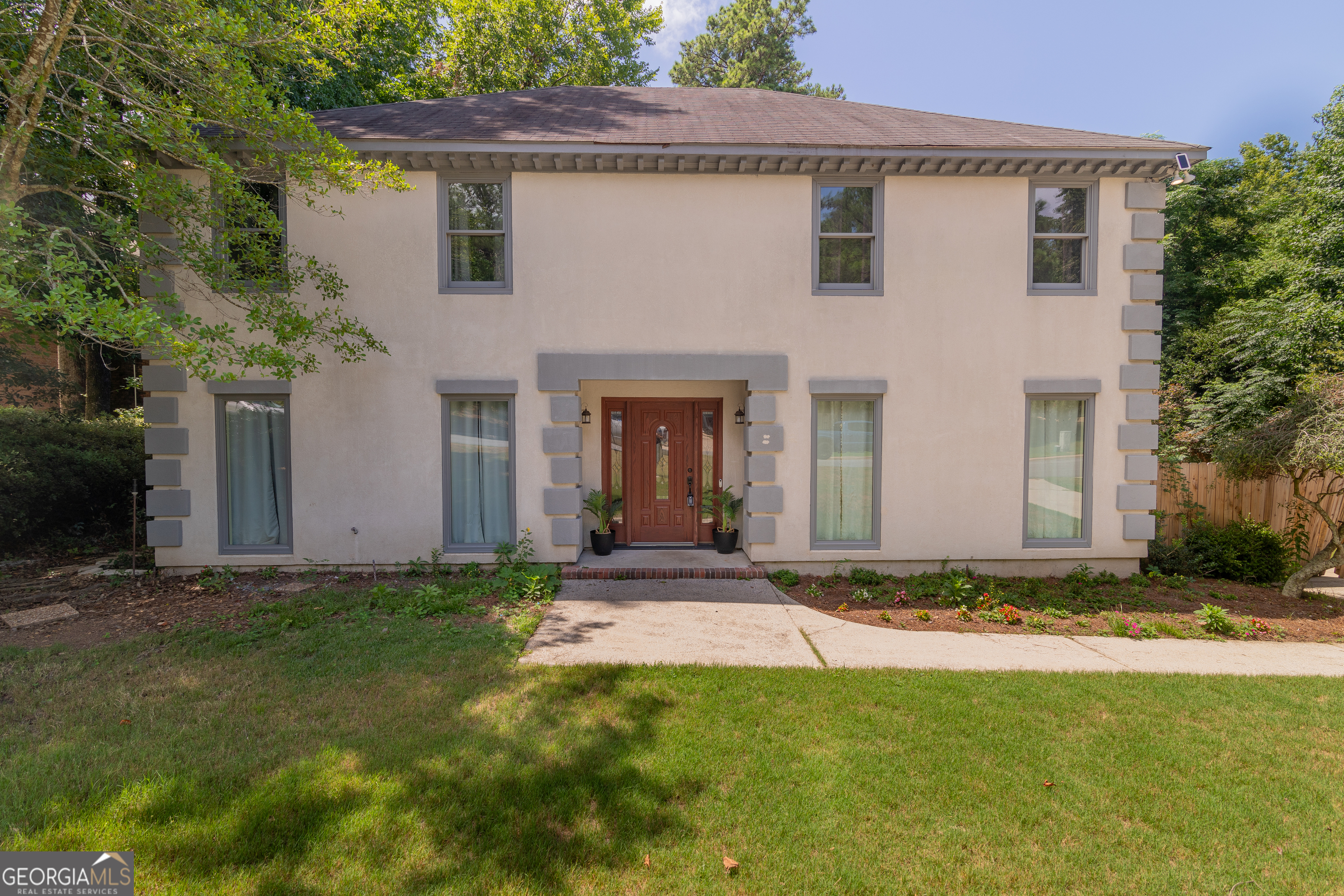 a front view of a house