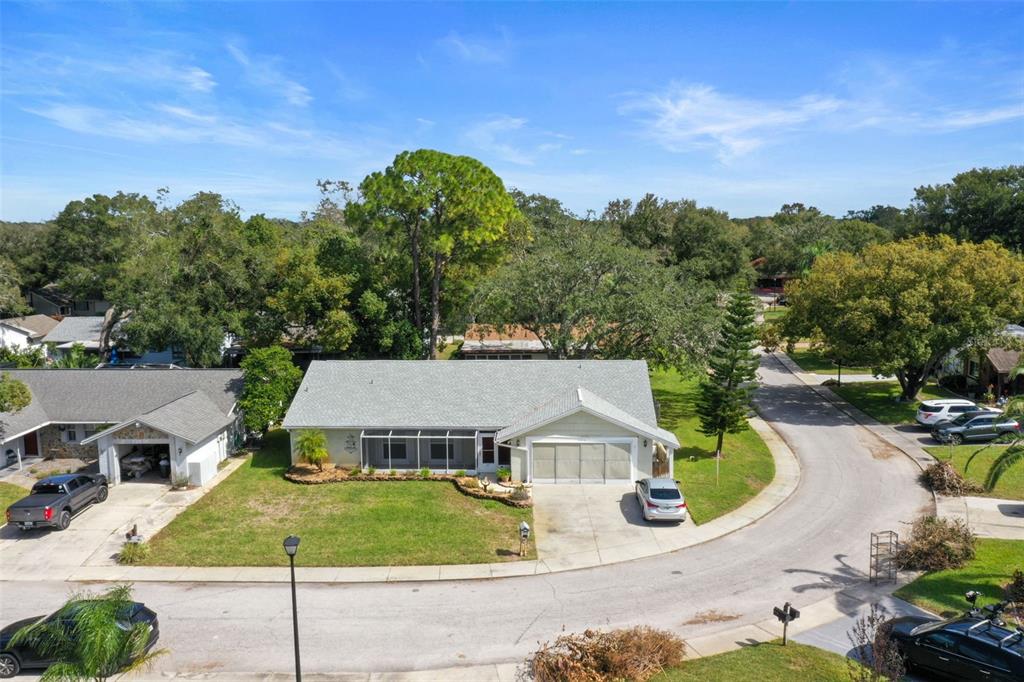 an aerial view of a house