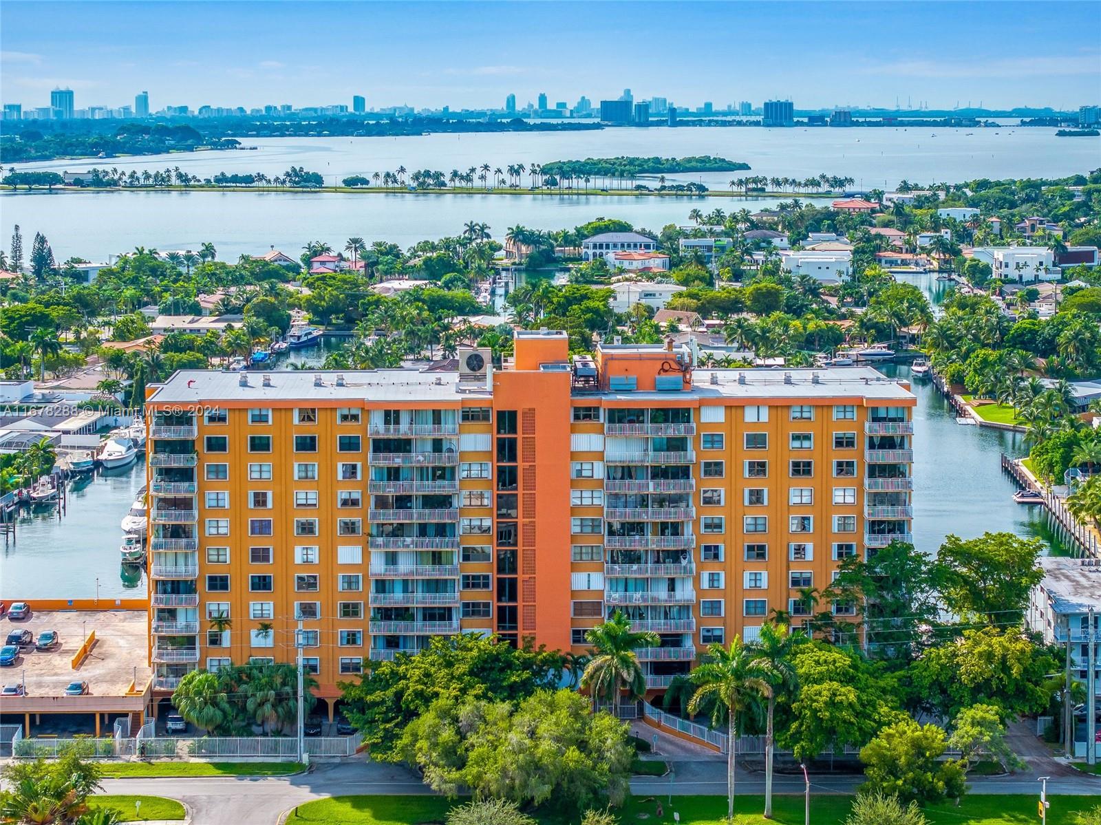 a view of city with a lake