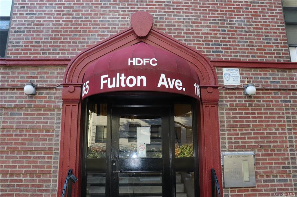 a front view of a building with glass door