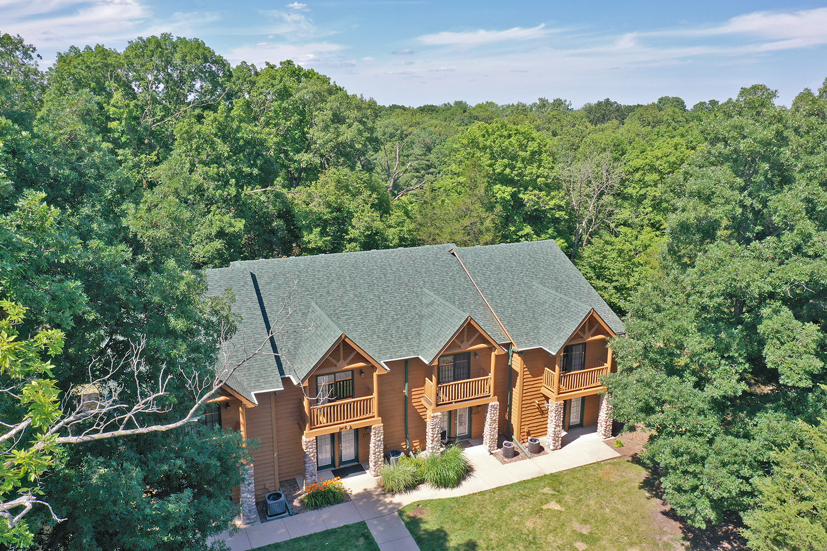 an aerial view of a house