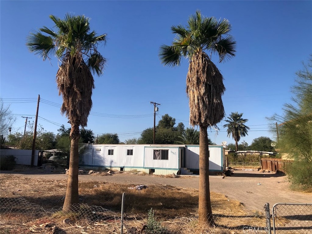 a palm tree sitting in front of a house