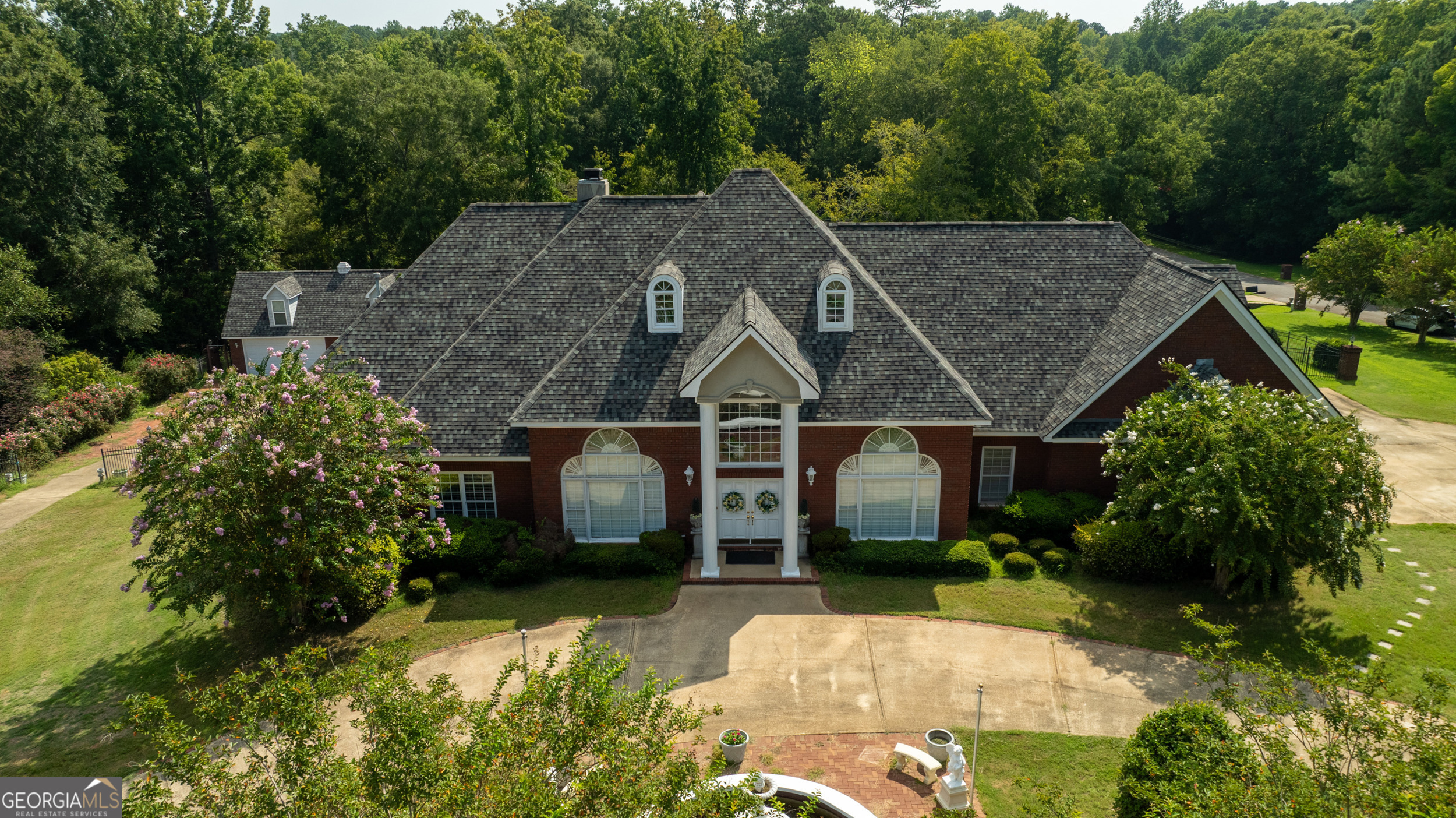 an aerial view of a house